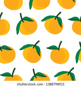 orange fruit with white background vector seamless pattern - Great for wallpaper,backgrounds,gifs,surface pattern design,packaging design projects, stationary.