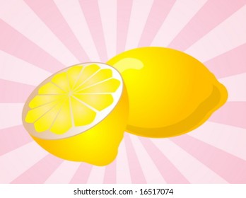 Orange fruit, whole and sliced half, illustration