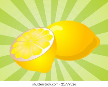 Orange fruit, whole and sliced half, illustration
