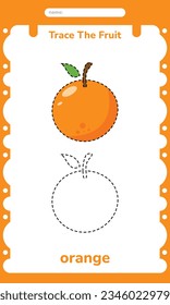 Orange Fruit Writing Exercise Practice Worksheet for Kids