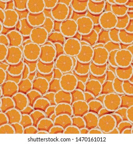 Orange fruits background with cut oranges. Summer background with orange fruits