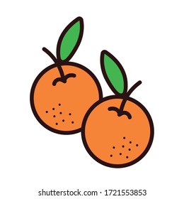 orange fruits line and fill style vector illustration design
