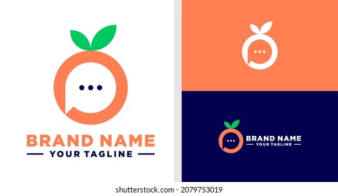 ORANGE FRUITS LOGO BUBBLE CHAT NEGATIVE SPACE EDITABLE