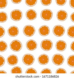 Orange fruits pattern with cut oranges. Summer background with orange fruits. Seamless orange fruits pattern