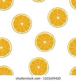 Orange fruits seamless pattern on white background