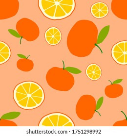 Orange fruits seamless pattern for wall decor, textile pattern or design background etc.