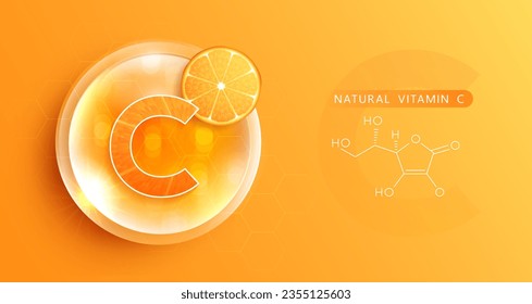Orange fruits sliced top view on orange background. design for packaging presentation, advertising, cosmetic product display background. vitamin C nature. vector design.