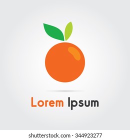 Orange fruits vector illustration. Fresh tangerine with leaves flat design.