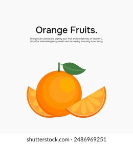 Vector de frutas de naranja. Naranjas sobre fondo blanco.