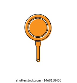Orange Frying pan icon isolated on white background. Fry or roast food symbol.  Vector Illustration