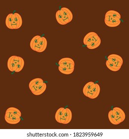 orange funny spooky halloween emotional pumpkin pattern