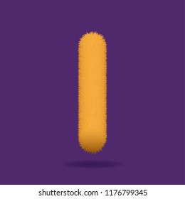 Orange Fur Uppercase Letter I, Alphabet Made Of Fur Texture