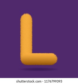 Orange Fur Uppercase Letter L, Alphabet Made Of Fur Texture
