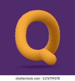 Orange Fur Uppercase Letter Q, Alphabet Made Of Fur Texture
