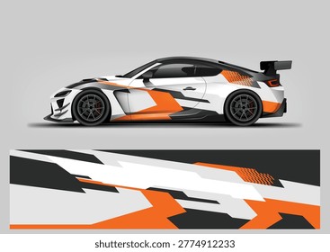 Orange Futuristic sharp car Wrap Design background