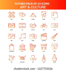 Orange Futuro 25 Art and Culture Icon Set