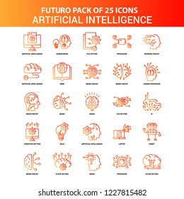 Orange Futuro 25 Artificial Intelligence Icon Set