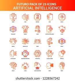 Orange Futuro 25 Artificial Intelligence Icon Set