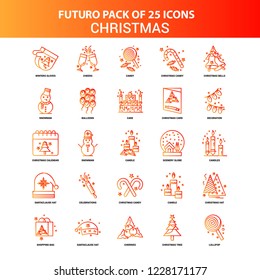 Orange Futuro 25 Christmas Icon Set
