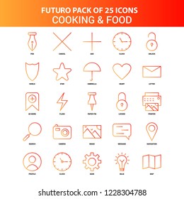 Orange Futuro 25 Cooking and Food  Icon Set