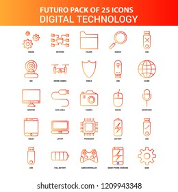 Orange Futuro 25 Digital Technology Icon Set