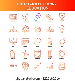 Orange Futuro 25 Education Icon Set