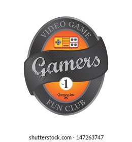 orange game console art label