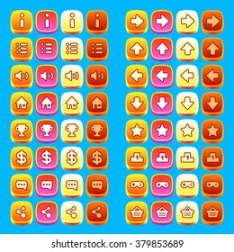 orange game icons buttons icons interface, ui