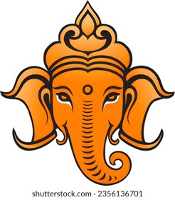 Orange Ganesha Icon | Illustration for Ganesh Festival | Ganesh Chaturthi | Lord Ganesh | Ganpati