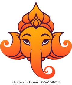 Orange Ganesha Icon | Illustration for Ganesh Festival | Ganesh Chaturthi | Lord Ganesh | Ganpati