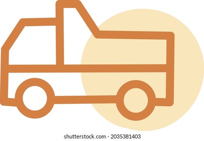 Orange garbage truck, illustration, vector, on a white background.