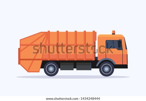 Orange Garbage Truck Urban Sanitary Vehicle Stock Vector (Royalty Free ...