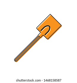 Orange Garden shovel icon isolated on white background. Gardening tool. Tool for horticulture, agriculture, farming.  Vector Illustration