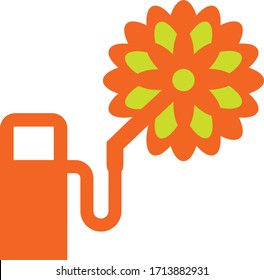 Orange gas pump with flower