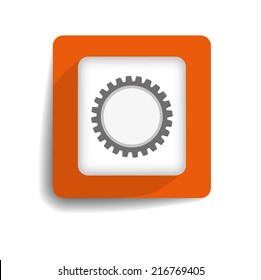 orange gear button icon on white background