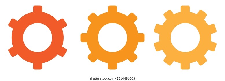 Ícone laranja da engrenagem isolado no fundo branco. Ícone da engrenagem.