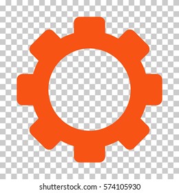 Orange Gear interface toolbar icon. Vector pictograph style is a flat symbol on chess transparent background.