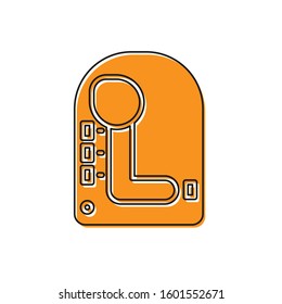Orange Gear shifter icon isolated on white background. Transmission icon.  Vector Illustration