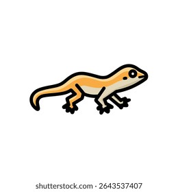 Orange gecko crawls isolated minimalist white background cute