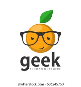 Orange geek logo design template