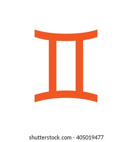 Orange Gemini zodiac sign. Astrology symbol vector illustration