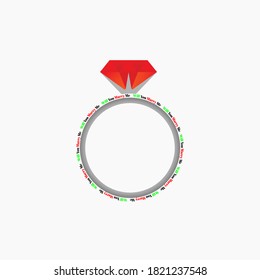 Orange gemstone silver ring in white background, letter " Will you marry me"