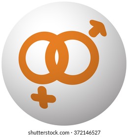 Orange Gender icon on sphere isolated on white background