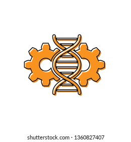 Orange Gene editing icon isolated on white background. Genetic engineering. DNA researching, research. Vector Illustration