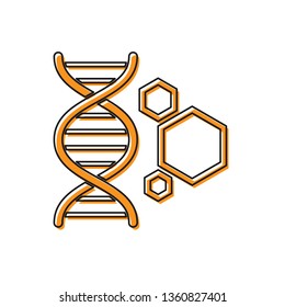 Orange Genetic engineering icon isolated on white background. DNA analysis, genetics testing, cloning, paternity testing. Vector Illustration