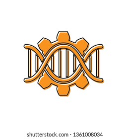 Orange Genetic engineering icon isolated on white background. DNA analysis, genetics testing, cloning, paternity testing. Vector Illustration