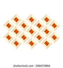 Abreviado geométrico anaranjado, forma cuadrada de estilo árabe. Vector art. Eps10