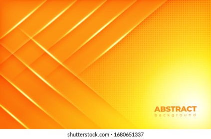 Orange geometric background with light and halftone