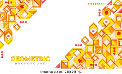 Orange Geometric Background with Risograph Style