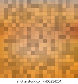Orange geometric background with small squares. Bright pixel mosaic. Vector illustration. Small elements combined into abstract vibrant gradient background. Decorative design of wallpapers and cards.